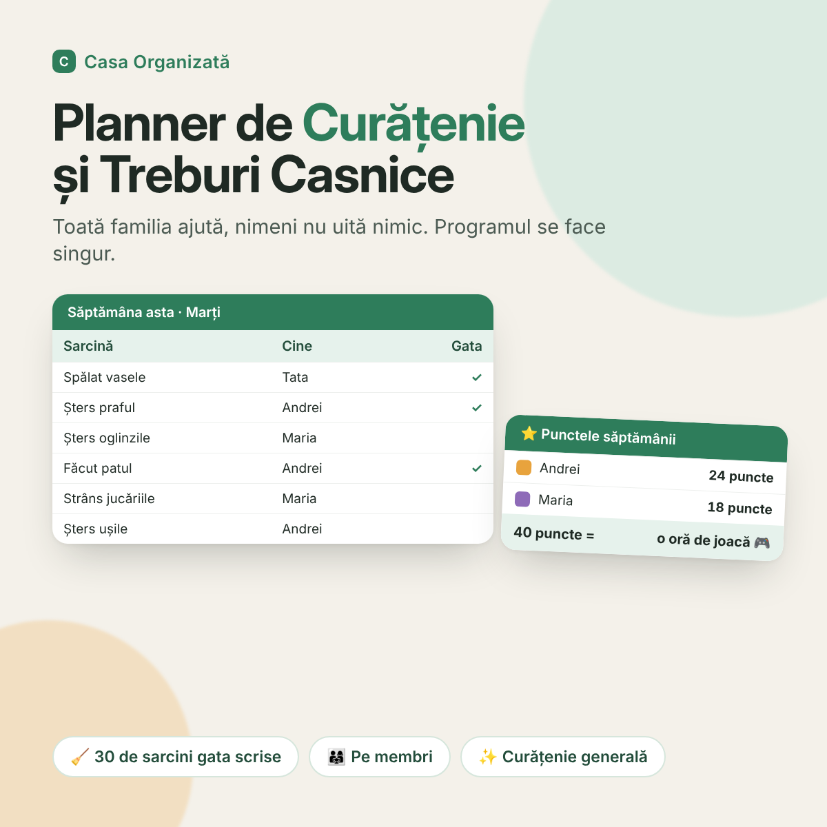 Planner de Curățenie și Treburi Casnice