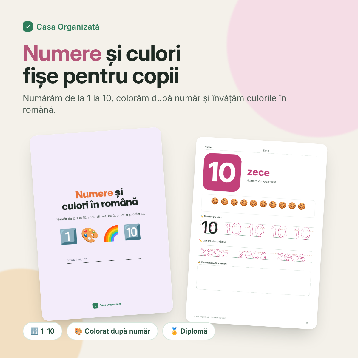 Fișe de lucru: Numere și culori