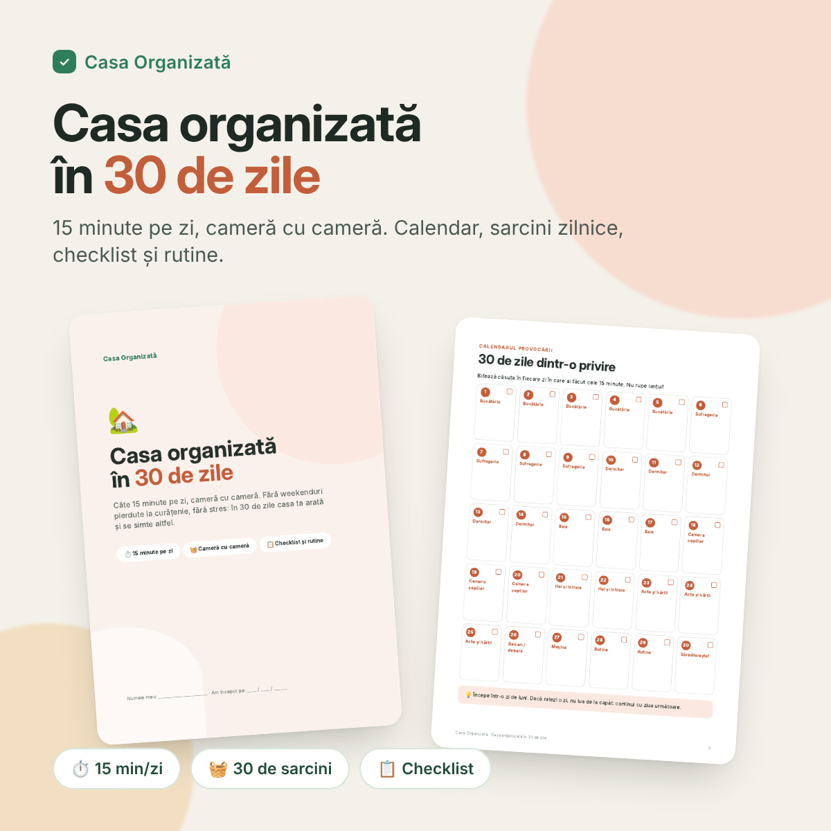 Casa organizată în 30 de zile – caiet de lucru (PDF)
